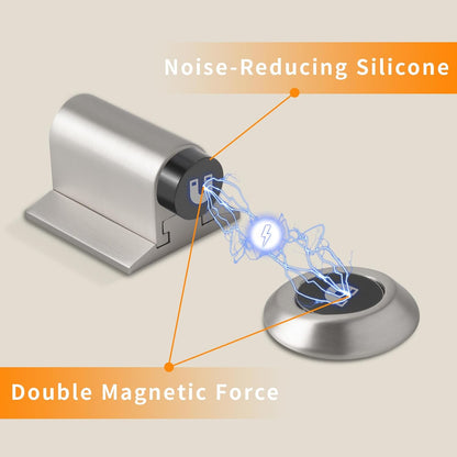 Bak Bo Magnetic Door Stoppers 1 Pack Bottom of Door Holder Keep Door Open No Drilling Magnet Floor Door Stop with Screws and Adhesive Brushed Nickel DS268BN-1