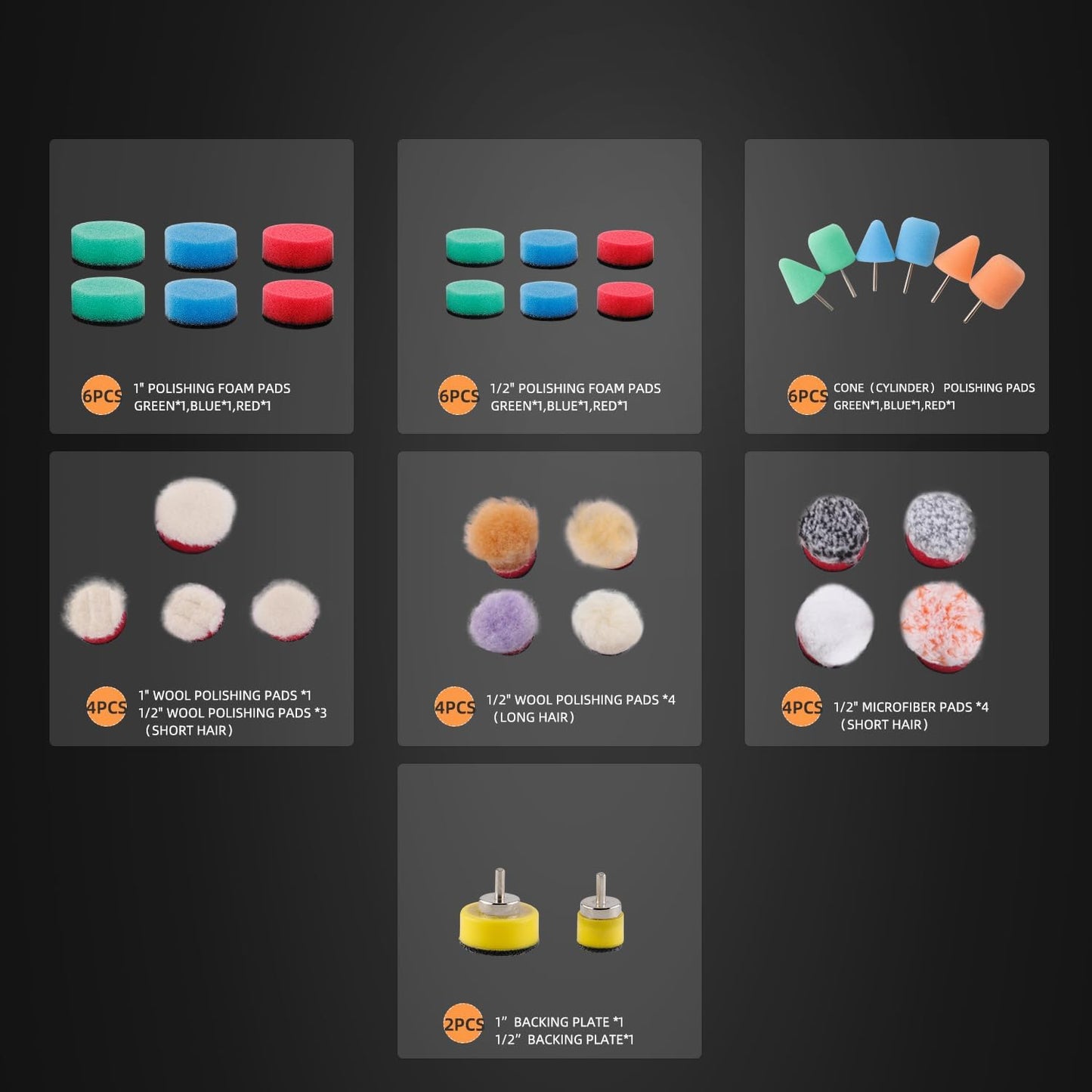 Mini Buffing Polishing Pads, 32Pcs Mini Detail Polisher Pads Use On Rotary Tools,Cordless Electric Drill, Polisher Tool for Tight Area Detailing Polishing Waxing and Sealing Glaze -HTDEPMIXUS