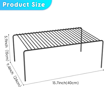 Large(15.7 x 9.4 inch)Black Cabinet Storage Shelf Rack Set of 6, Rustproof Metal Wire Kitchen Counter Organizers and Storage, Spice Organization for Cabinet, Plate, Dish, Pantry, Bathroom, Fridge