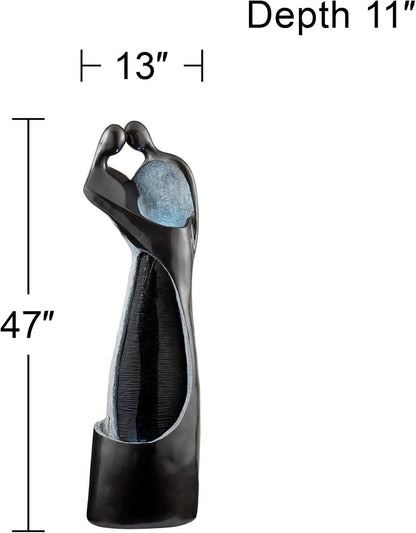 Modern Couple 47" High Large Indoor Outdoor Decor Black Resin Floor Fountain with Light LED Tall Standing Water Feature for Outside Garden Patio Yard Backyard Porch Deck Relaxation - John Timberland