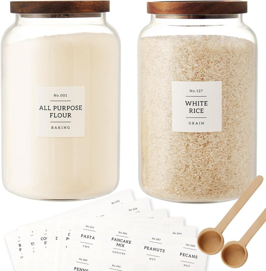2 PCS Large Glass Jar with Airtight Lid, Glass Food Storage Jars for Tea,Spice,Cereal, Egg,Flour,Coffee and More(1 gallon/4000 ml)