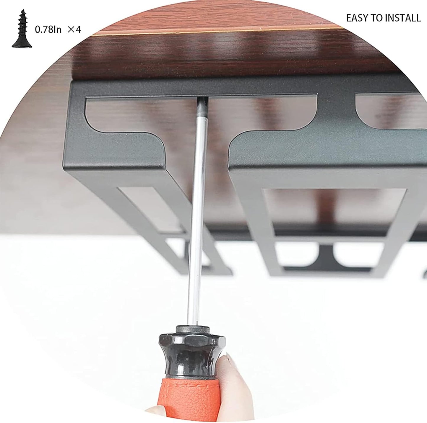 Wine Glass Holder - Hangers Under Shelf Cabinet Stemware Wine Glass Rack Glasses Storage Hanger Metal Hanging Organizer for Bar Kitchen 3 Rows 2 Packs Black