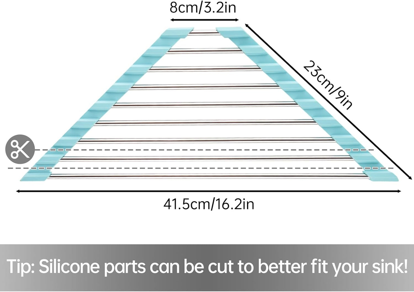 Tomorotec Green Triangle Roll-Up Dish Drying Rack for Sink Corner - Small, Foldable, Stainless Steel, Multipurpose Kitchen Drainer Caddy, Trivet, Rustproof Organizer, Storage Shelf