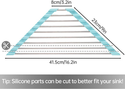 Tomorotec Green Triangle Roll-Up Dish Drying Rack for Sink Corner - Small, Foldable, Stainless Steel, Multipurpose Kitchen Drainer Caddy, Trivet, Rustproof Organizer, Storage Shelf