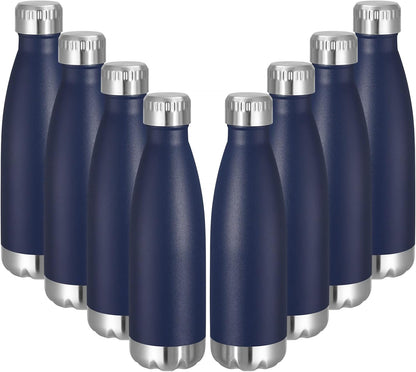 VEGOND 17oz Stainless Steel Water Bottles Bulk, Reusable Metal Sports Water Bottle Keeps Drink Hot and Cold, BPA Free Double Wall Vacuum Cola Shape Insulated Water Bottles for Camping Gym, 8 Pack