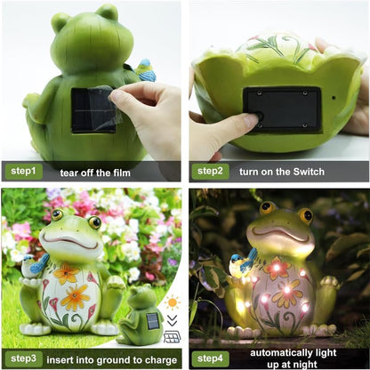 Solar Outdoor Frog Statue Lighting, Waterproof Frog Statue Light,Outdoor Lighting, Decorations for Patio,Yard,Lawn, Porch, Ornament