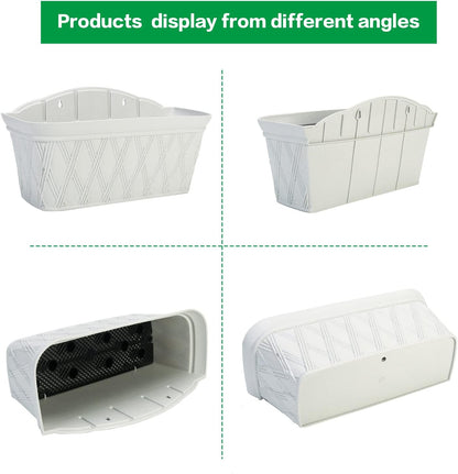 Sungmor 3 Pack Wall Hanging Planters, 16.5 Inch Railing Fence Hanging Flower Pots, Thickened Plastic Water Storage Plant Pot, Indoor Outdoor Garden Balcony Decor, Light Grey Large Plant Basket