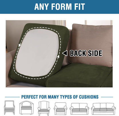 H.VERSAILTEX Velvet Stretch Couch Cushion Cover Plush Cushion Slipcover for Chair Loveseat Sofa Cushion Furniture Protector Seat Cushion Sofa Cover (3 Piece Sofa Cushion Covers, Olive)
