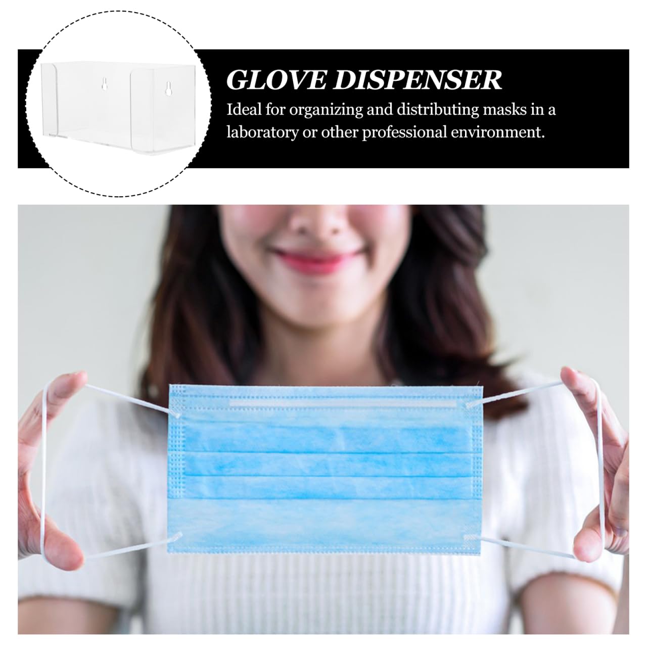 Acrylic Wall Mount Glove Dispenser and Mask Holder Storage Box for Laboratory and Office 2 in 1 Mask and Glove Organizer