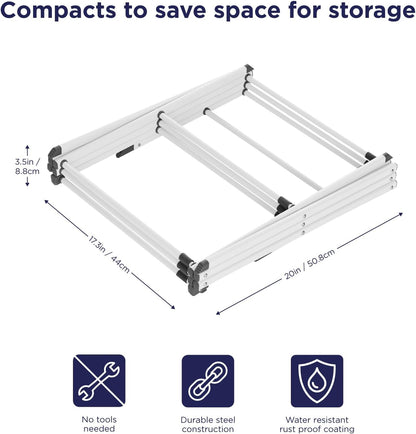 BLACK+DECKER 3 Tier Expandable Collapsing Foldable Laundry Rack for Air Drying Clothing, Space Saving Heavy Duty Lightweight Metal Drying Rack(White)