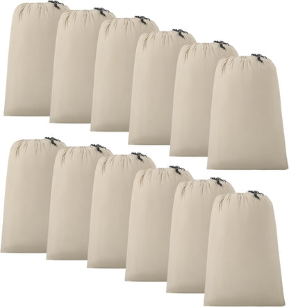 ZPECC Travel Laundry Bag 12 Pack,Bulk Extra Large Heavy Duty Bags, Durable Dirty Clothes Organizer With Drawstring, Fit a Basket or Hamper (40" X 30",Khaki)