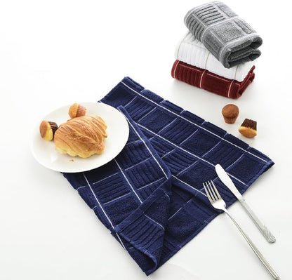 Anyi Kitchen Dish Towels Heavy Duty Absorbent Dish Cloths with Hanging Loop 100% Cotton Tea Bar Towels (16x26, Set of 3, Red)