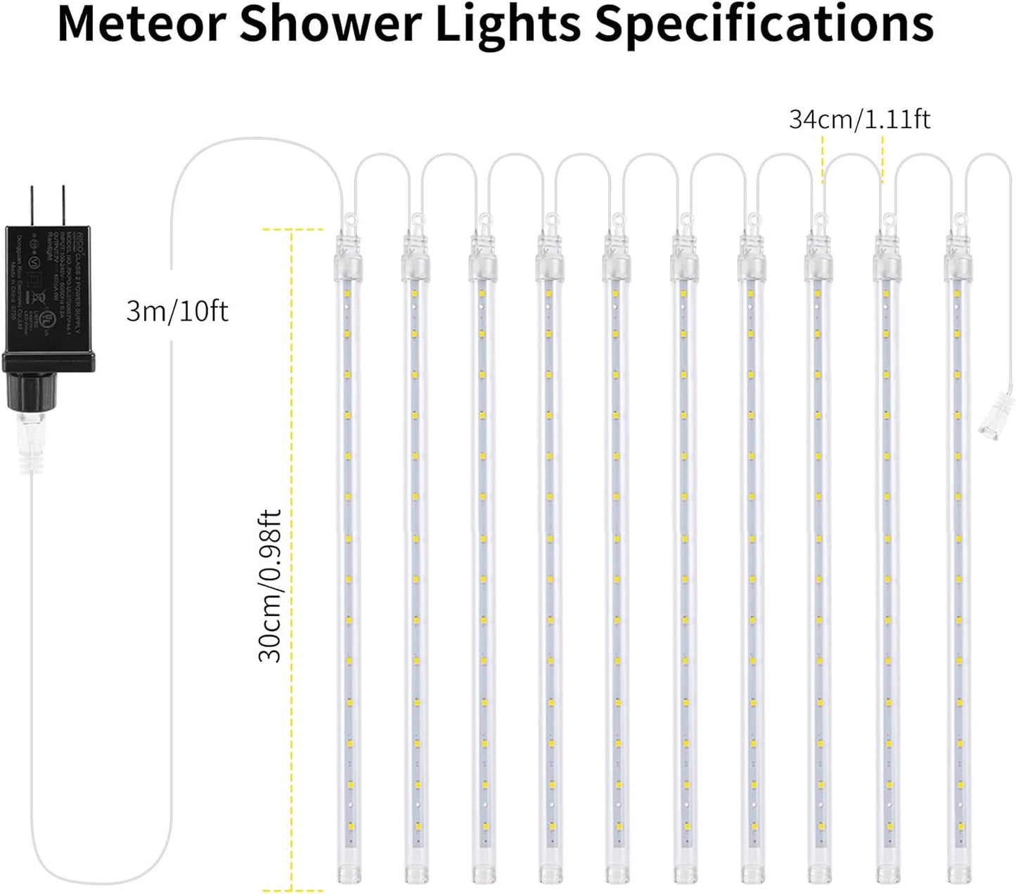 【4 Pack】 Christmas Meteor Shower Rain Lights 12inch, Totally 40 Tube 960 LEDs Icicle Lights Outdoor Raindrop Light for Xmas Halloween Wedding Party Tree Holiday Decoration, Pink
