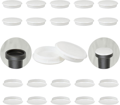 Wrought Iron Patio Furniture Feet Caps - Furnigear 1.33" Round Plastic Outdoor Chair Leg Caps, Floor Protectors for Metal Chairs & Tables, Patio Furniture Replacement Rubber Feet (24 Pack, White)