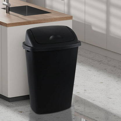 13 Gallon Black Outdoor Garbage Can with Swing Lid, Heavy-Duty Construction Trash Can, 4 Pack