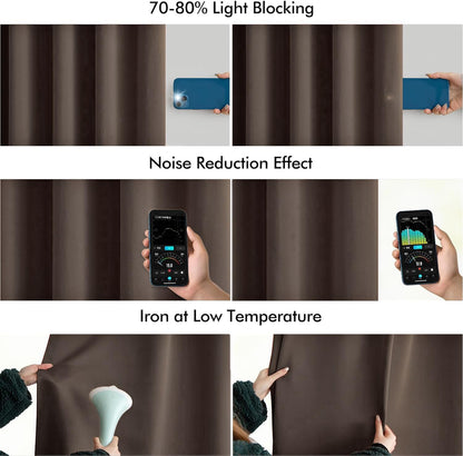 MIULEE Chocolate Brown Back Tab Blackout Curtains 120 Inch Long 2 Panels Set for Bedroom, Rod Pocket/Pinch Pleated Extra Long Thermal Insulated Living Room Darkening Light Blocking 10FT Drapes