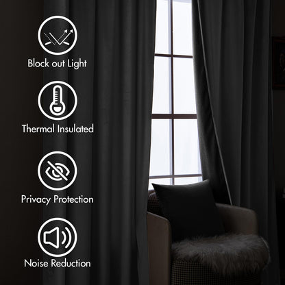 MIULEE Grey Velvet Curtains 90 inches Long 2 Panels - Luxury Pinch Pleated Room Darkening Window Drapes for Bedroom Living Room Thermal Insulated Super Soft Blackout, Back Tab Rod Pocket Gray