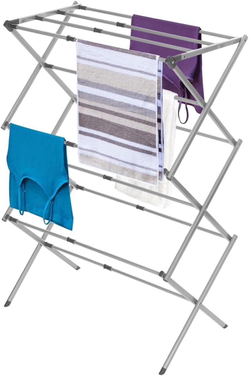 BLACK+DECKER Laundry Organization Expandable/Collapsible Clothes Drying Rack. Essential for Camping/Trailers or Anywhere You Air Dry Laundry. Oversized for Multiple Garments, (Grey)