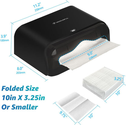 𝐏𝐚𝐩𝐞𝐫 𝐓𝐨𝐰𝐞𝐥 𝐃𝐢𝐬𝐩𝐞𝐧𝐬𝐞𝐫, Multifold/Trifold/C Fold Papers Dispenser, Bathroom Hand Towels Wall Mounted Tissue Holder, No-Drill Adhesive Commercial or Home Black