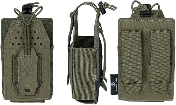 Tactical Radio Holster Molle Radio Pouch Universal Radio Holder For Walkie Talkie Motorola BaoFeng UV-5R BF-F8HP Adjustable Storage Rifle Magazine Pouch(Ranger Green)