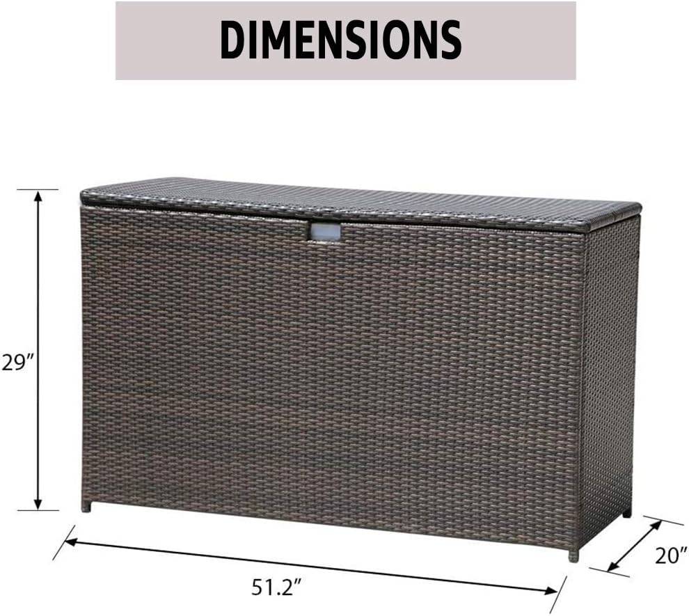 Super Patio Wicker Outdoor Patio Storage Box Waterproof, 120 Gallon Large Deck Box Rattan Storage Bin for Cushions, Garden Tools, Pool, Brown