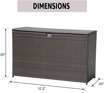 Super Patio Wicker Outdoor Patio Storage Box Waterproof, 120 Gallon Large Deck Box Rattan Storage Bin for Cushions, Garden Tools, Pool, Brown