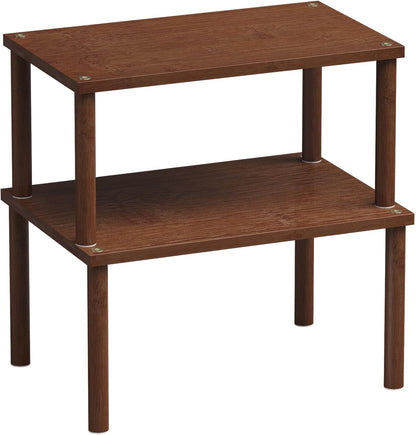 Cabinet Organizer Shelf(Set of 2),Kitchen Counter Shelves,Bamboo Spice Rack Countertop and Cabinet,Stackable Expandable,Medium(Brown)