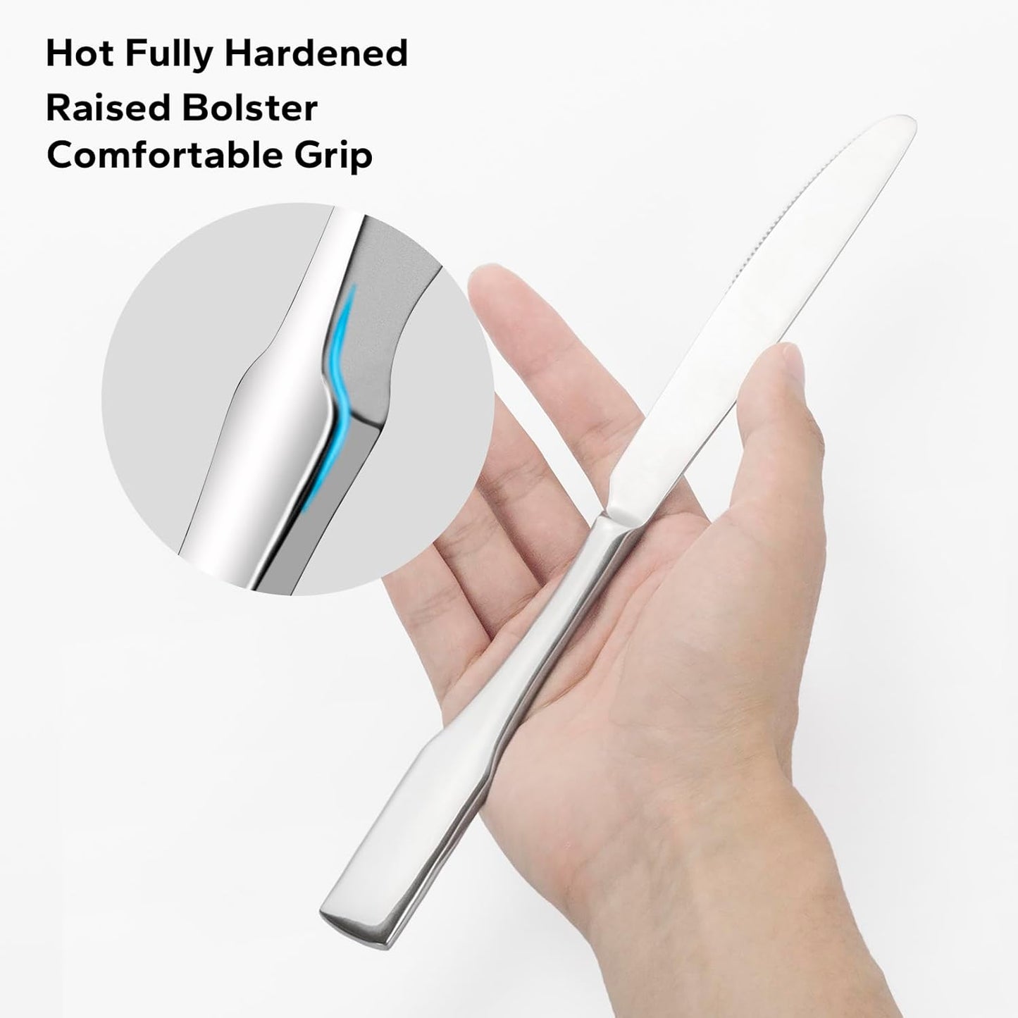 Alata Kate 48-Piece Silverware Set with steak knife Service for 8, Stainless Steel Flatware Set, Mirror Polished Cutlery Set Dishwasher Safe