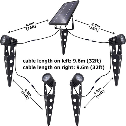 4-Spotlight Mini 50X Solar-Powered LED Spotlight (Cool White LED), Black Finish, Outdoor Garden Yard Landscape Downlight