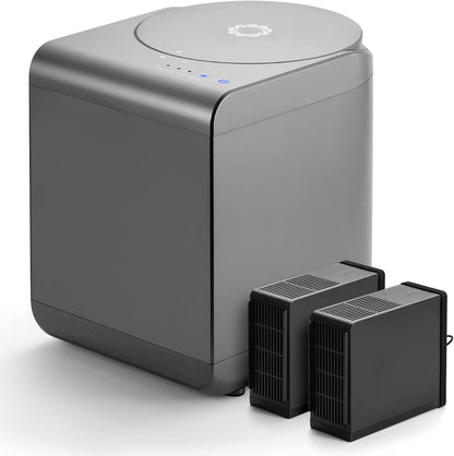 Airthereal Revive Electric Kitchen Composter, SHARKSDEN Tri-Blade, Turn Food Waste and Scraps into Dry Compost Fertilizer for Plants, R500 Gray