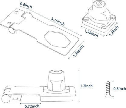 Alise Keyed Hasp Lock,3 Inch Safety Packlock Clasp Hasp Lock Latch with Lock, Black Door Hinge Lock with Keys Keyed Locking Hasp for Cabinets Closets Doors
