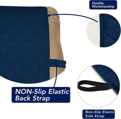 PureFit Reversible Quilted Oversized Recliner Sofa Cover, Water Resistant Furniture Protector, Washable Couch Cover with Elastic Straps for Kids, Pets (Small, Navy/Navy)