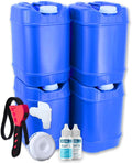 5-Gallon Stackable Water Storage Containers, Water Treatment,5 Gallons Each w/Lids + Spigot, Easy Fill, Survial Supply Emergency Water Storage for Disaster Preparedness, 20 Gallon (4 Tanks)