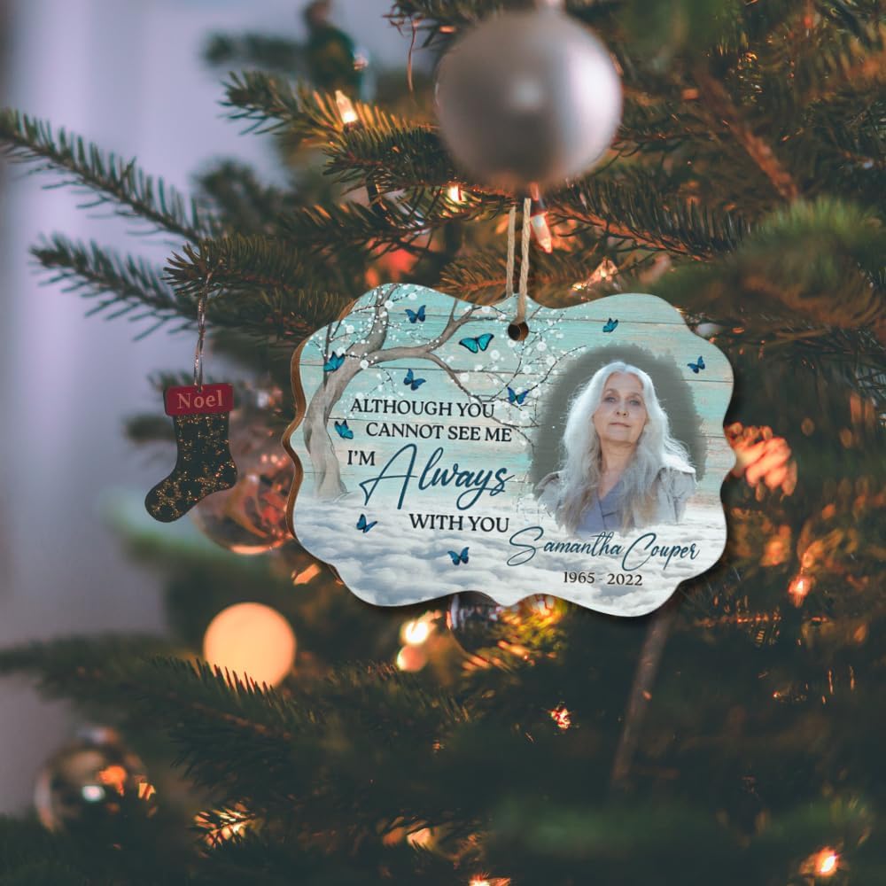 Pawfect House Custom Photo Wood Ornament, Personalized Christmas Memorial Sympathy Gifts for Loss of Grandma, Grandpa, My Dear, I'm Always with You, Christmas Memorial Gifts for Loss of Loved One