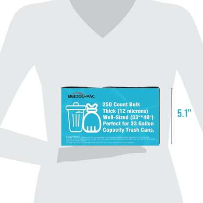 33 Gallon Trash Bags, 250 Count Bulk, Heavy Duty Clear Plastic Recycling Garbage Bags, Multi-purpose Can Liners for Business Home Commercial, Industrial Contractors, Storage & Outdoor