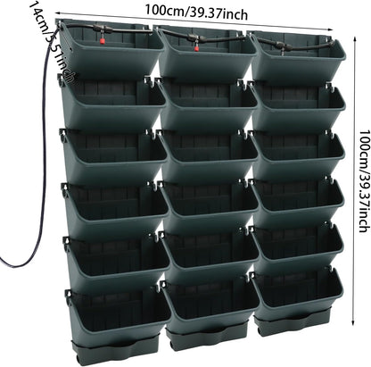 18 Pots Self-Watering Wall-Mounted Planter, 39.4”L x 39.4”H Vertical Wall Planter Self Watering Stackable Planters Vertical Garden Wall Garden Planter Outdoor Indoor for Herbs Flowers Strawberries