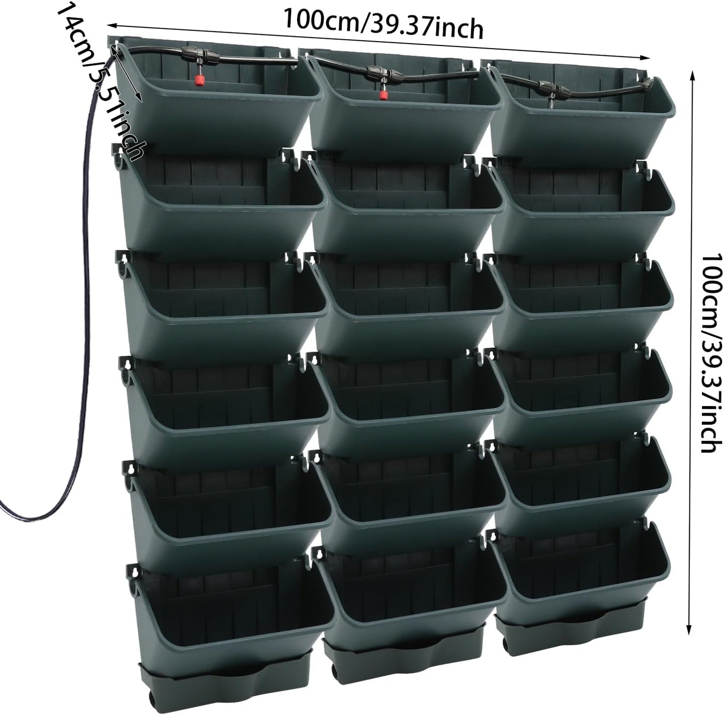 Self-Watering Wall-Mounted Planter, Vertical Garden Planter Set with 18 Pots, Stackable Plant Grow Pots with Electronic Timer for Growing Veggies, Fruits, Herbs, Flowers.
