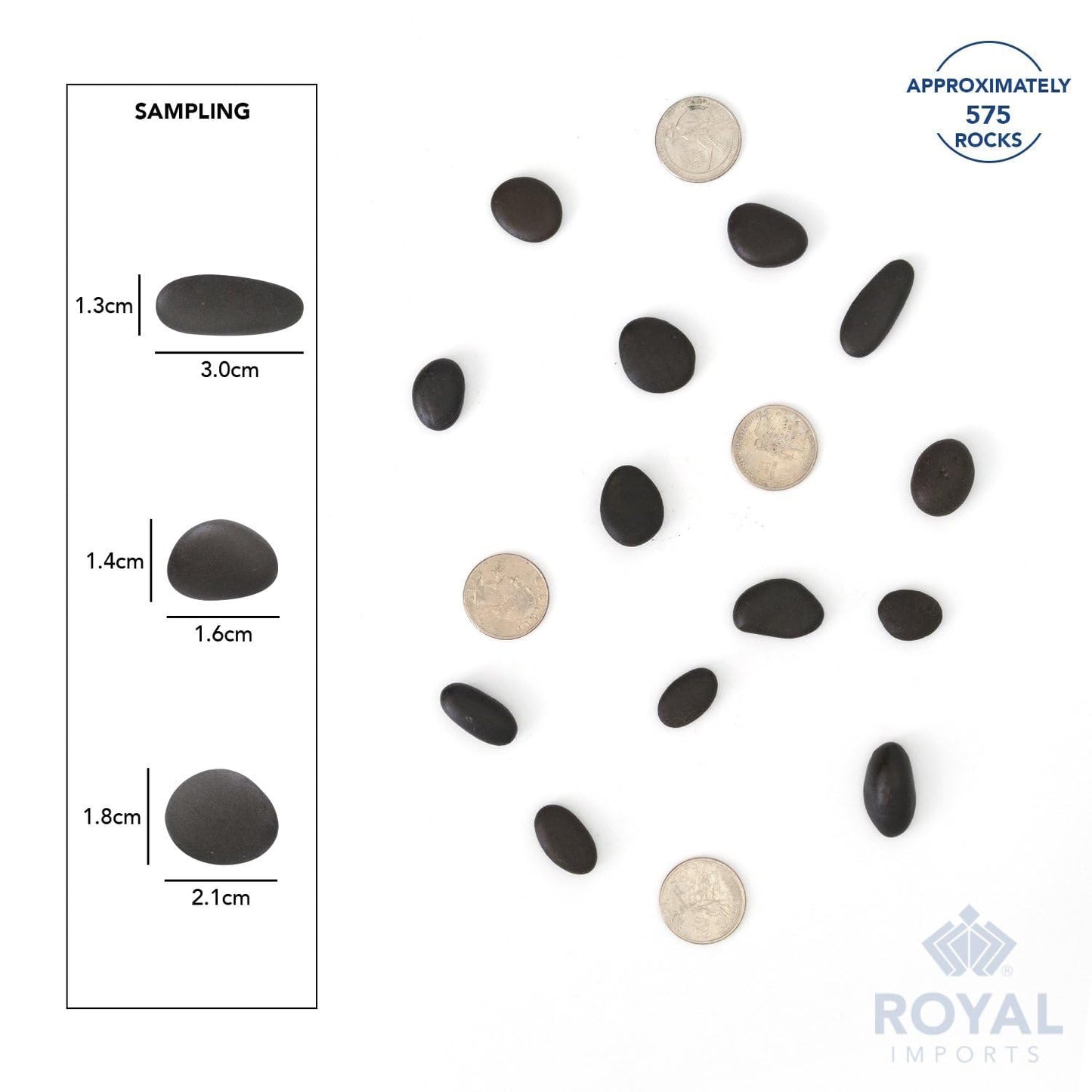 Royal Imports 2LBS River Rocks Decorative Ornamental Pebbles, Garden Landscaping Stones, Gravel Filler for Plants, Vases, Succulents, Home Decor, Aquariums, Crafting, Animal Habitat - Small Black