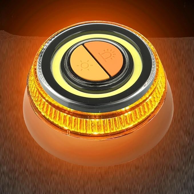 Magnetic Flashing Beacon Lantern with 2 Lighting Modes, Yellow Strobe and White Light, 50W ABS LED, 3.7V 0.35A, Built‑in Batteries, Hook and Strong Magnetic Base for Car