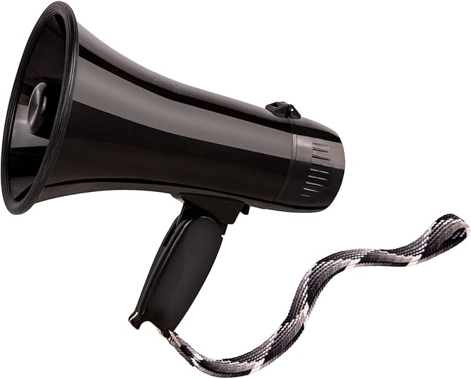 MyMealivos 20w Megaphone Speaker Portable Voice Changer Bullhorn with 6 Different Sound Effects & Built-in Siren and Record & Adjustable Volume Loud Speaker for Outdoor Sports, Party-Black