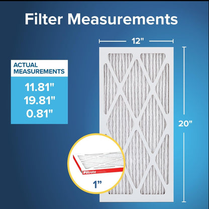 Filtrete 12x20x1 AC Furnace Air Filter, MERV 11, MPR 1000, Micro Allergen Defense, 3-Month Pleated 1-Inch Electrostatic Air Cleaning Filter, 4 Pack (Actual Size 11.81x19.81x0.81 in)