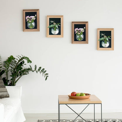 Wooden Frame Wall Hanging Planter for Hydroponic Plants，12X16 inch Wall Vase with Round Acrylic Propagation Station，Bathroom, Office, or Living Room Décor, Set of 2 Mix