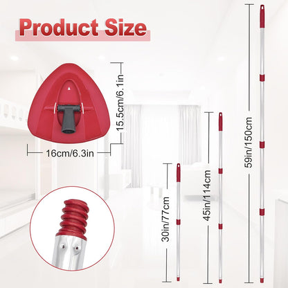 Mop Handle for Ocedar, Mop Handle for O Cedar, Spin Mops Replacement Stick and Base for Ocedar, 4-Section Mops Handles and Base for O Cedar, 30" to 58" Mop Stick Pole and Base for Cedar Mop
