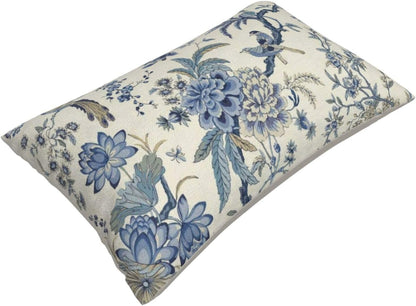 CXMEIFLY Spring Floral Birds Pillow Covers 12 x 20 Inch Set of 2 for Chinoiserie Flowers Decor Throw Pillows Blue and White Plant Outdoor Decorative Cushion Cases for Couch Bed Decorations