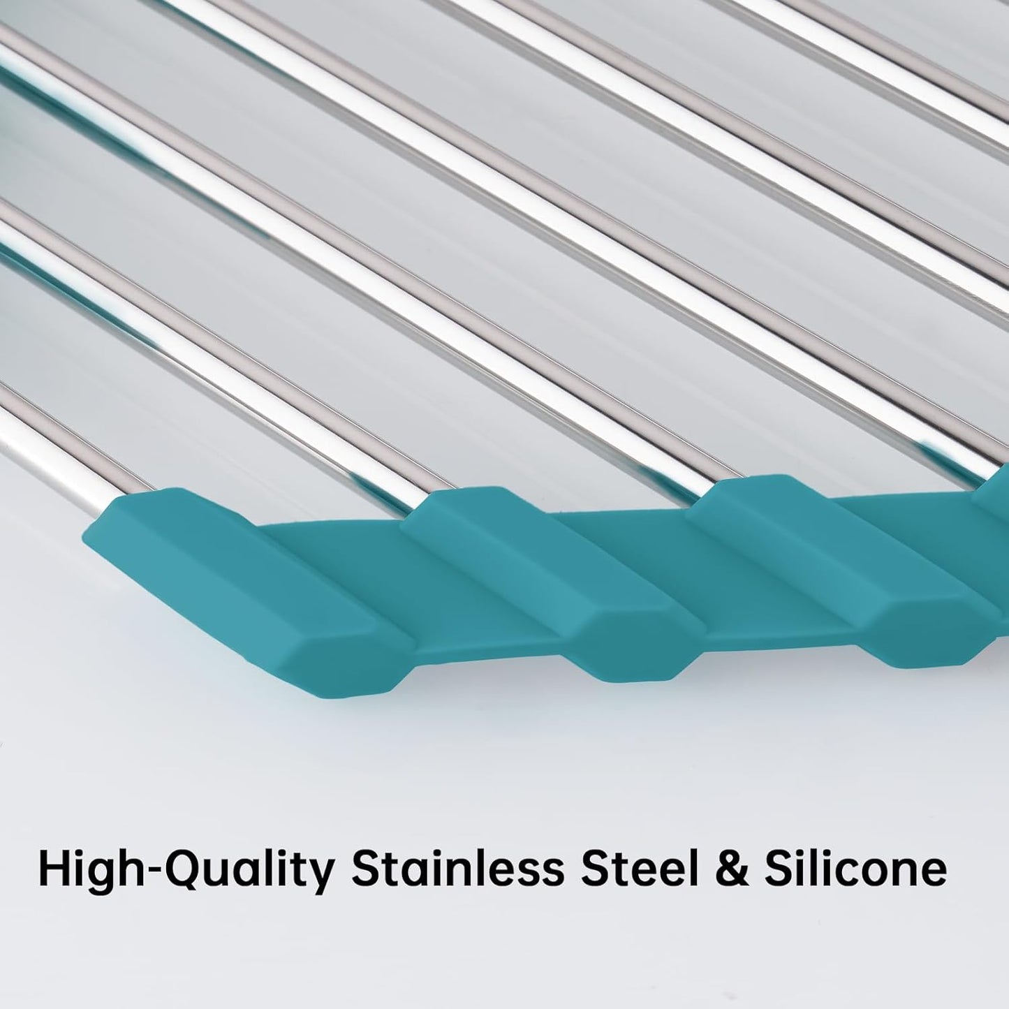 Tomorotec Triangle Roll-Up Dish Drying Rack for Sink Corner Small Foldable Stainless Steel Over The Sink Multipurpose Kitchen Drainer Caddy Organizer Storage Shelf Holder (Dark Green)