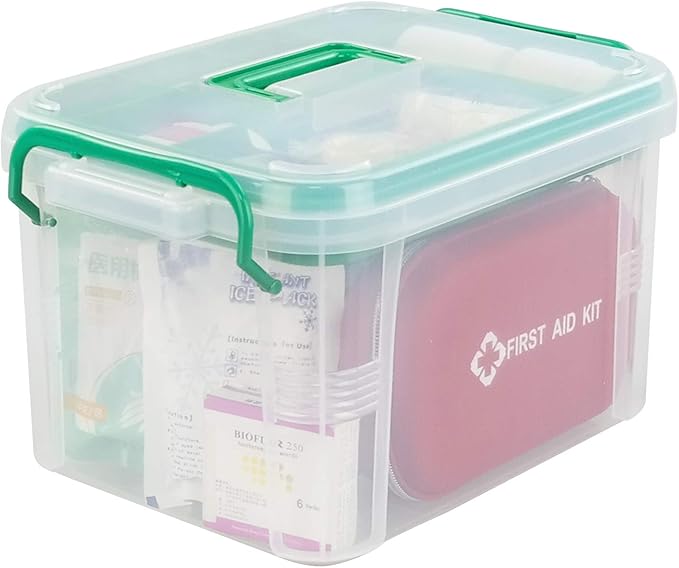 1 Pack Clear Plastic Family First Aid Box, Emergency Medical Storage Box Kit