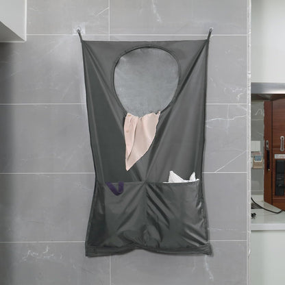 Saves Space Door-Hanging Laundry Bag,Door Hanging Laundry Hamper with 2 Different Types of Hooks, Polyester Fabric Hanging Laundry Basket for Clothes Size 22"X37" -2 Pack Gray