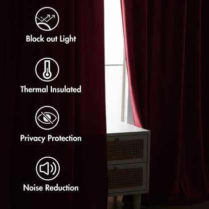 MIULEE Hot Pink Velvet Curtains 90 inches 2 Panels - Luxury Room Darkening Window Drapes for Bedroom Living Room Thermal Insulated Super Soft Blackout, Back Tab Rod Pocket Pinch Pleated, W52 x L90