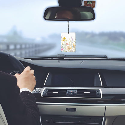 Watercolor Floral Car Air Freshener 4 Pcs, Rustic Cottagecore Flower Hanging Scents Air Freshener for Women Girls Gifts, Cute Aesthetic Scented Car Accessories Decor for Room Closet Drawer