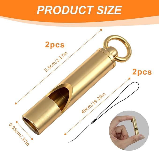 Titanium Emergency Whistle, 120DB Survival Safety Whistles with Black Lanyard, Outdoor Small Lifesaving Loud Whistle for Coaches Sports Boating Dog Training Hiking Camping